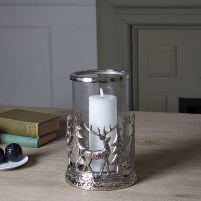 Festive Silver Hurricane Lantern