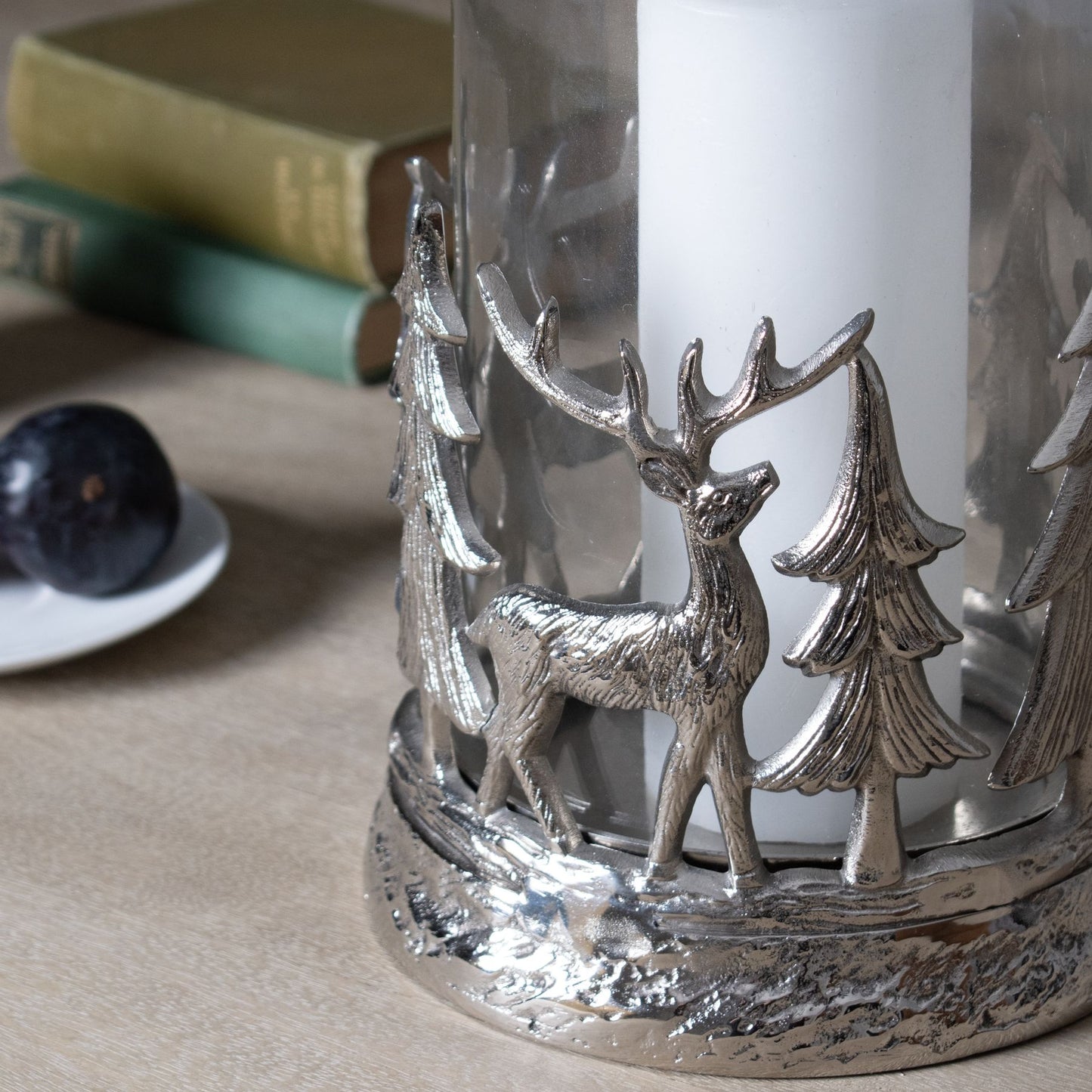 Festive Silver Hurricane Lantern